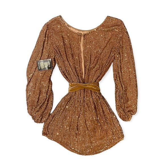 Retrofete Grace Sequin Mini Dress Bronze XS M - Picture 5 of 10